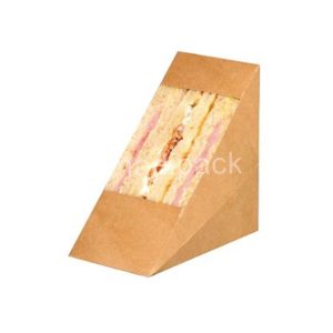 Boîte triangulaire à sandwich TRIPLE marron kraft avec fenêtre