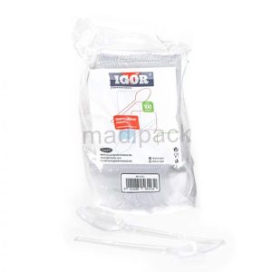 100 couverts jetables en plastique transparent 17 cm