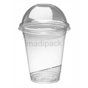 100 gobelets transparents avec couvercles bombés