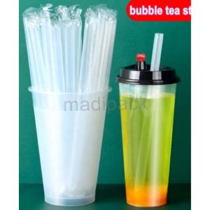 100 pailles droites Bubble Tea transparentes emballées individuellement