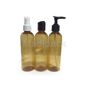 Bouteille en plastique marron transparent - 200 ml