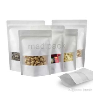 Doypack® Kraft Blanc Satiné avec Fenêtre