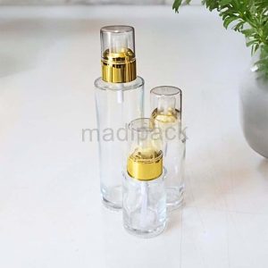 Flacon en verre cosmétique transparent avec pompe pour lotion