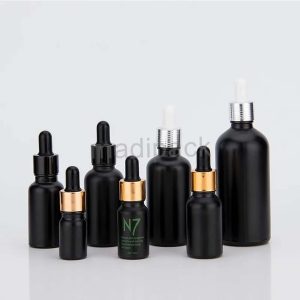 Flacon en verre noir avec pipette compte-gouttes