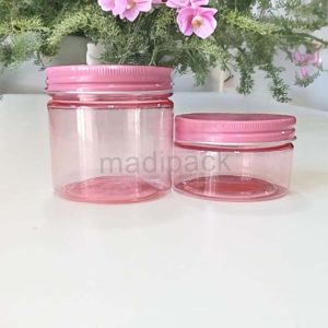 Pots en plastique PET transparent avec couvercle en aluminium rose