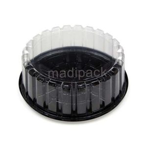 50 plateaux à gâteaux noirs avec couvercle transparent