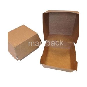 Boîte à hamburger kraft brun biodégradable, 50 unités