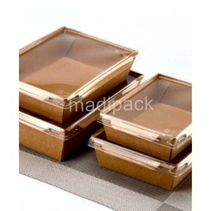 Barquettes à salade kraft marron avec couvercle