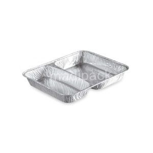 100 barquettes scellables en aluminium avec 2 compartiments et couvercles