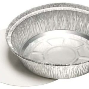 100 Barquettes rondes refermables en aluminium avec couvercles 1450ml