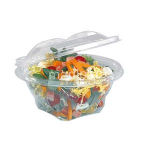 100 barquettes à salade rondes en cristal avec couvercles 250ml