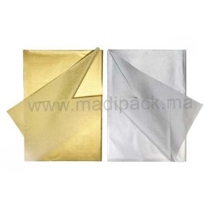 Feuille de papier de soie métallisé or/argent - 70 cm x 50 cm