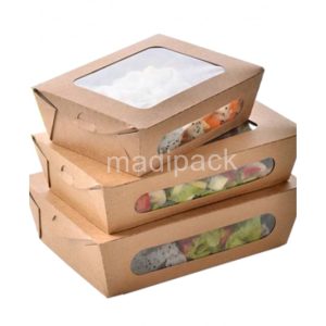 Plateaux à salade kraft recyclables avec fenêtre