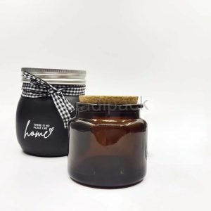Pot en verre ambré pour fabrication de bougies avec bouchon en liège 100 ml